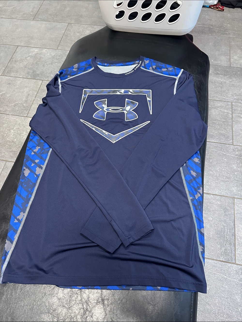 Under Armour Navy Long-Sleeve Performance Tee with Blue Camo Accents